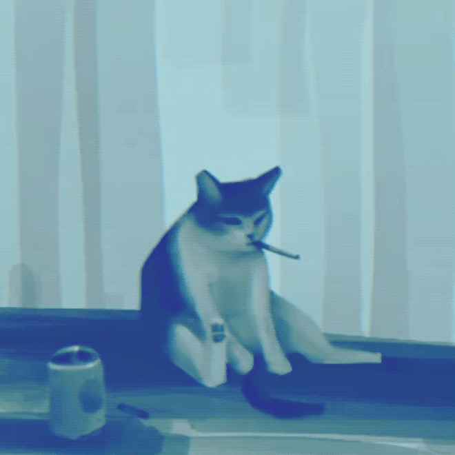 An animated GIF of a man in a suit and glasses standing in a modern office setting with a calm expression.