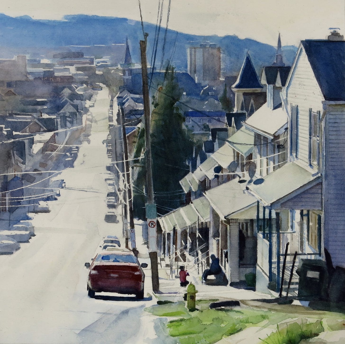 Awake and Painting: Street Scene from the South Side, Bethlehem, PA