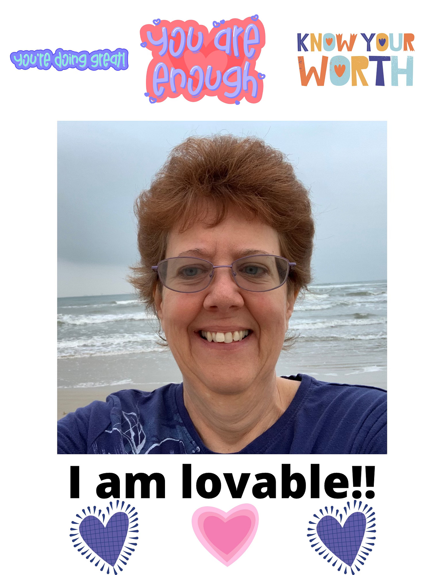 Photo of author Wendi Gordon surrounded by affirmations like "I am lovable" and "know your worth."