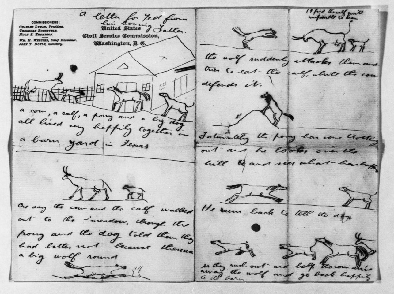 A page of a book with drawings and writing

Description automatically generated with medium confidence