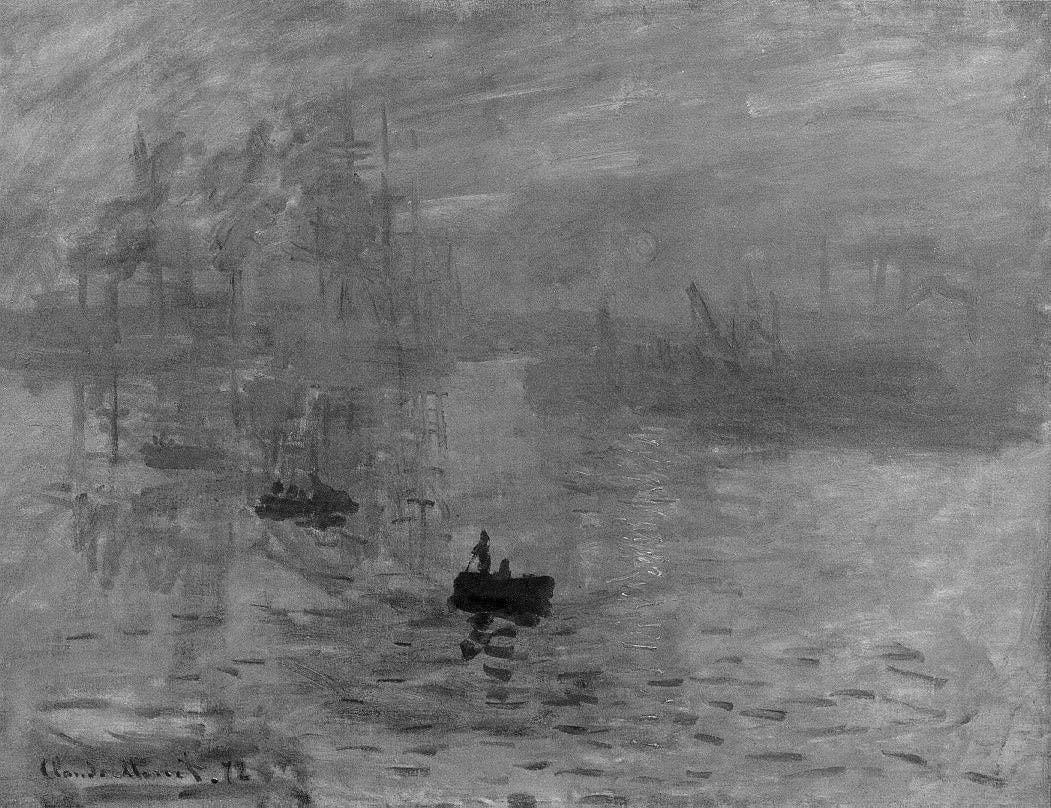 A small orange sun rises through morning mist over a hazy harbour with dark boats A small orange sun rises through morning mist over a hazy harbour with dark boats
