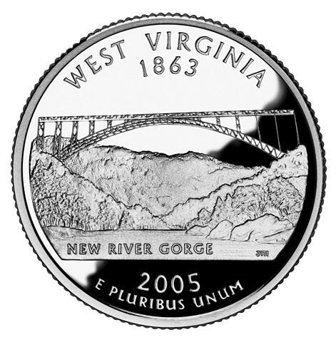 Reverse side of the West Virginia quarter.