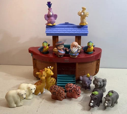 Fisher Price Little People Noahs Ark Lot Noah & Wife Plus 14 Animals - Picture 1 of 10