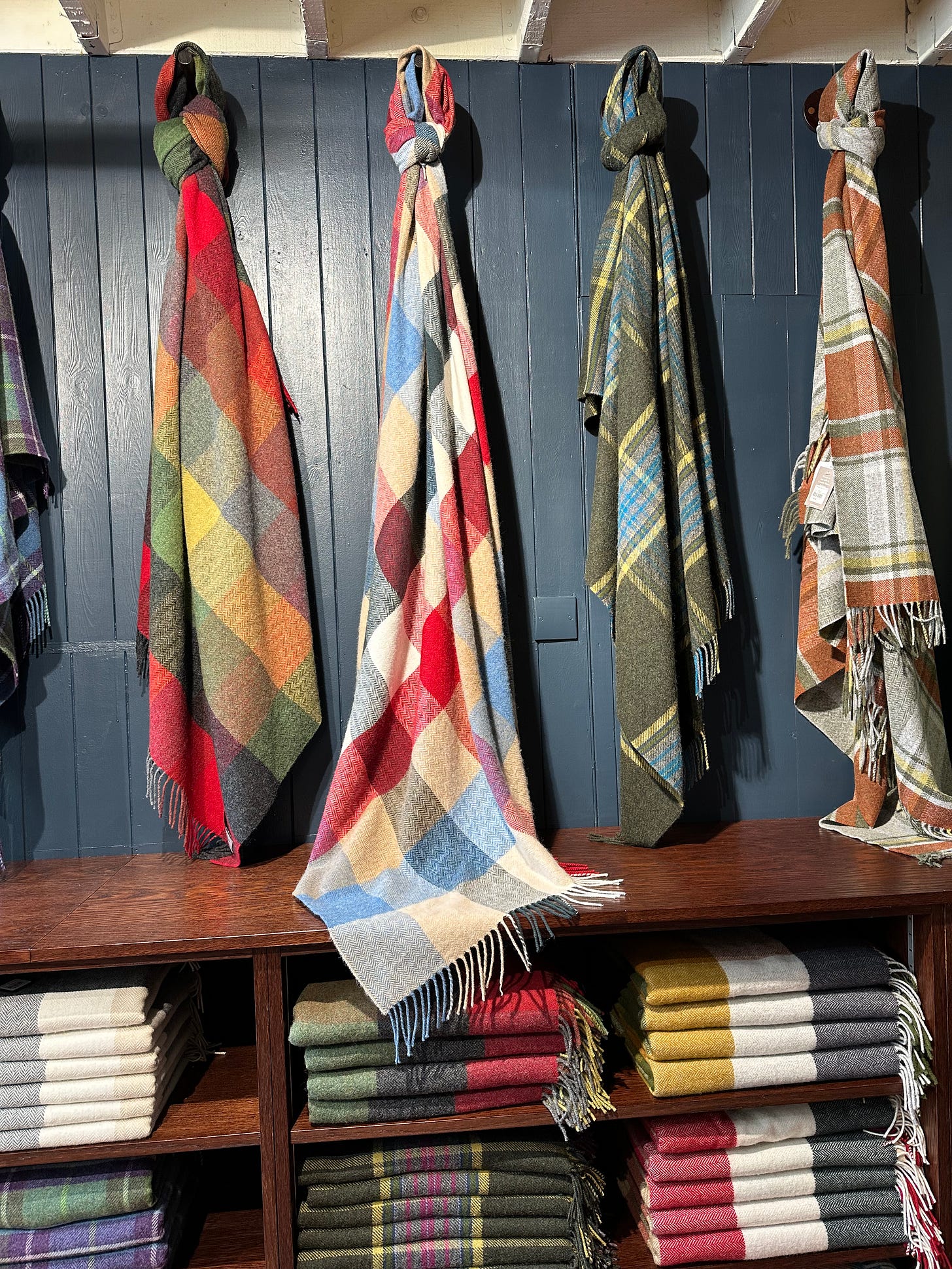 Selection of wool scarves and shawls at Foxford