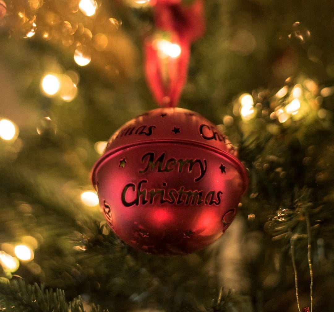 red Christmas bell on Christmas tree red Christmas bell on Christmas tree