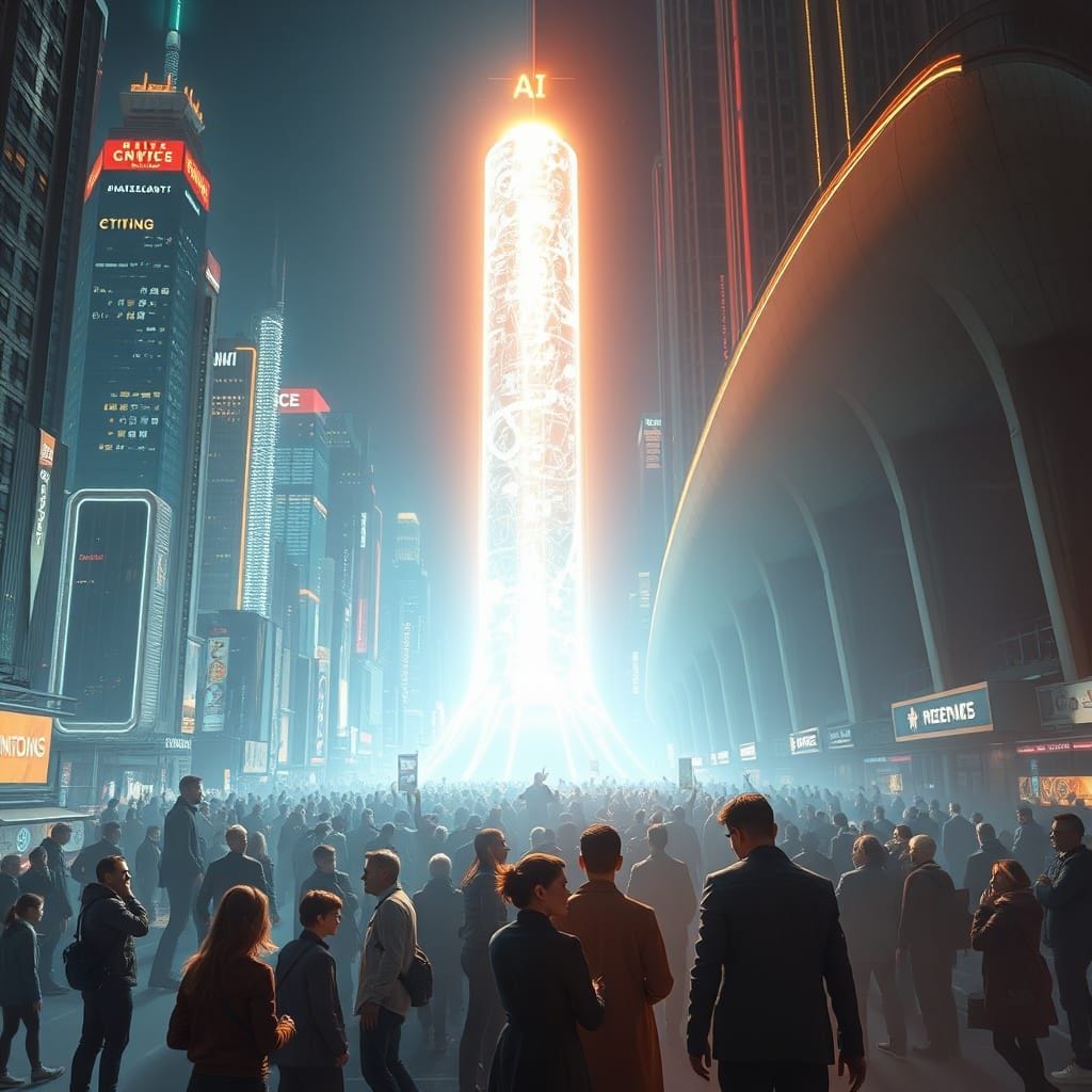 A holographic interface, floating in a futuristic setting, s...