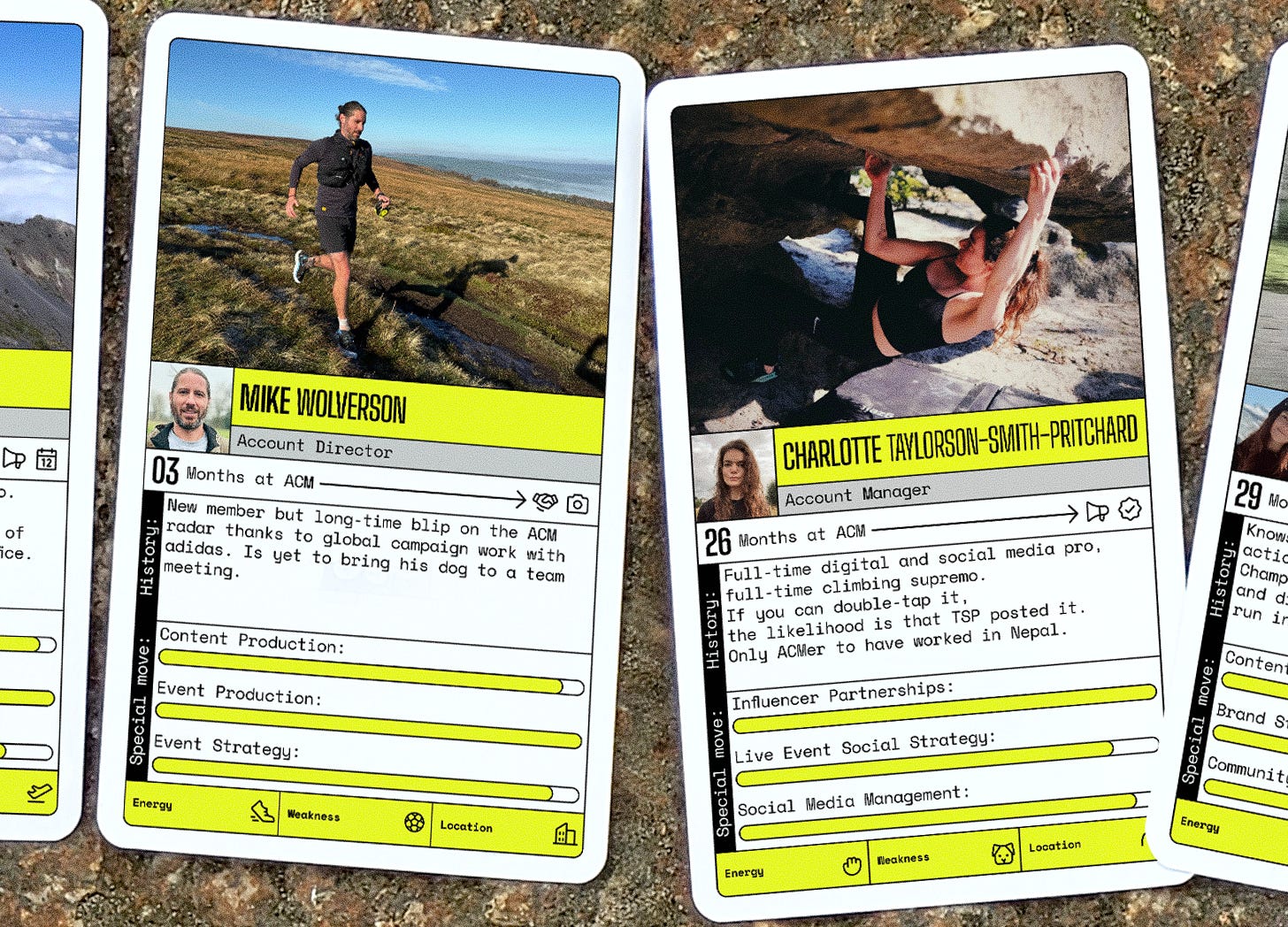 ACM all conditions media team running and climbing
