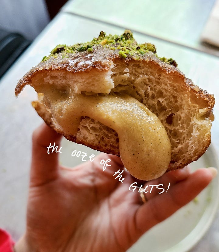 Little Flower Cafe Firni Donut ooze and avocado toast, hot matcha