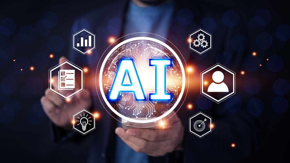 Um empresário usando um chatbot de IA
