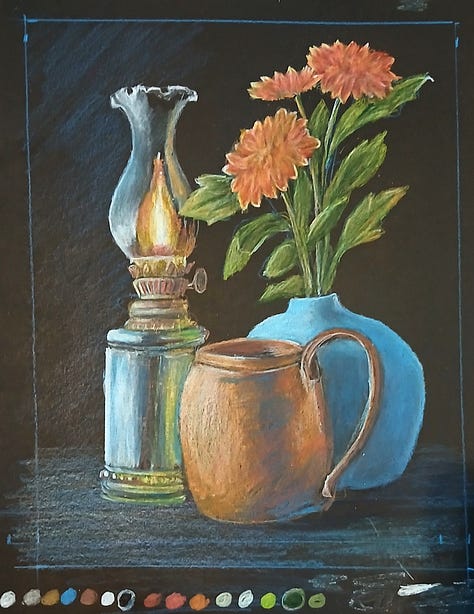 Filling in the cup, and adding detail to the rest