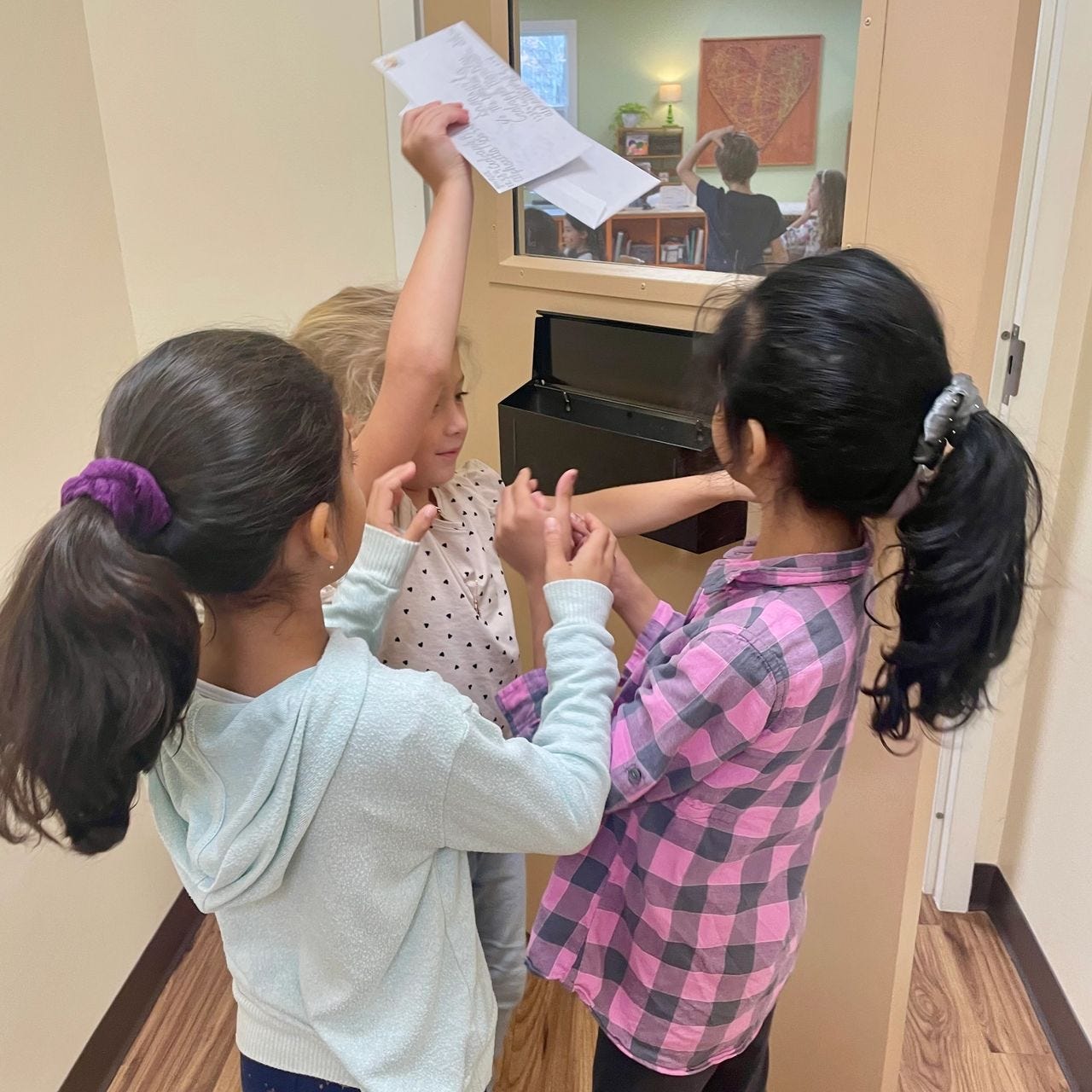 Students check mailbox