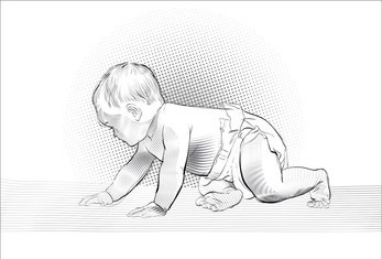 Crawling Baby Cartoon Baby Learning Crawl: vector de stock (libre de  regalías) 1285807399 | Shutterstock