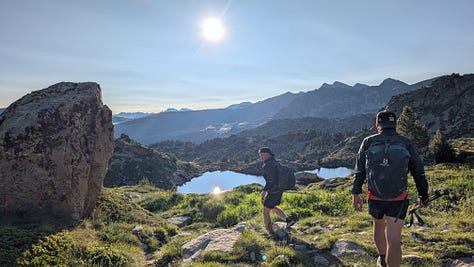 Views and lakes after descending Collada dels Pessons 