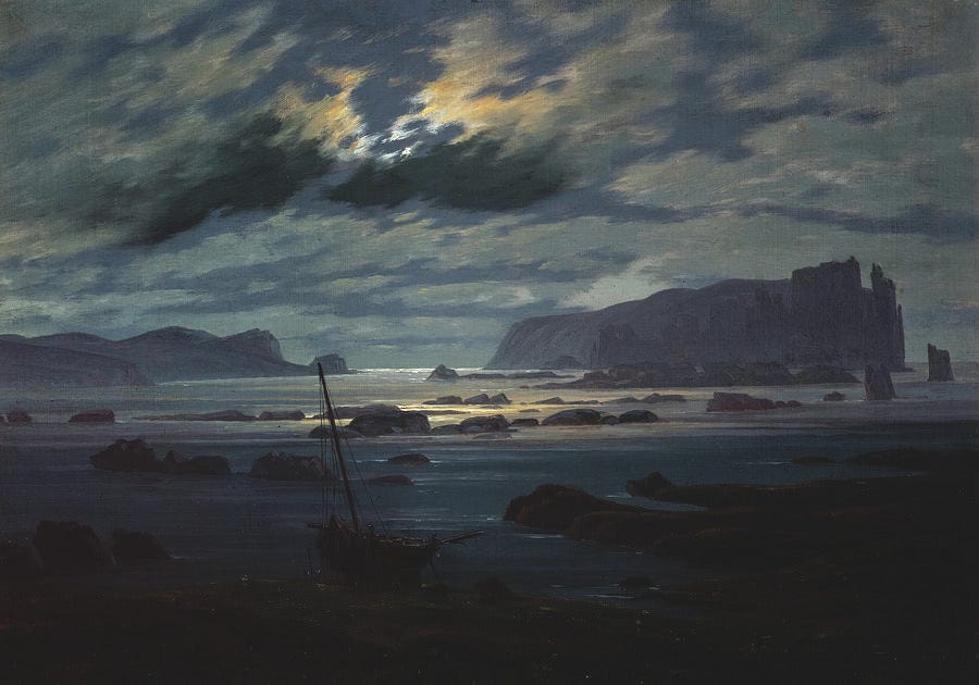 The Northern Sea in Moonlight, 1824 Painting by Caspar David Friedrich ...