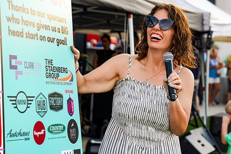 A series of pictures of Danni Eickenhorst doing community work in the Delmar area post-tornado.