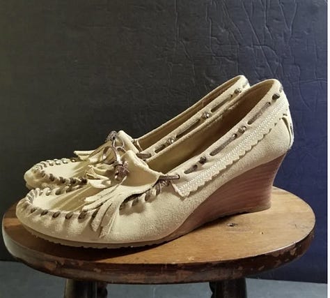 Three images of different mocassin-style shoes.