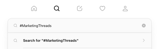 Screenshot illustrating Threads' hashtag search function