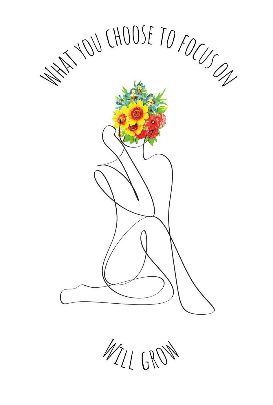 Digital Print Out | 'what You Choose to Focus on Will Grow' With Flowers |  Wall Art - Etsy Australia