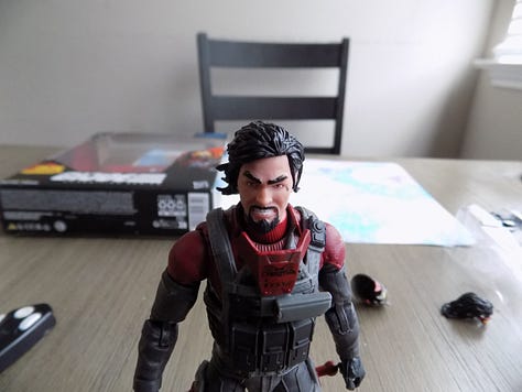 Pictures of the figure each a different head shown off
