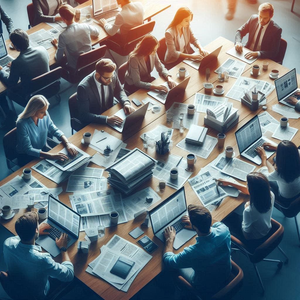 people creating propaganda in newsrooms