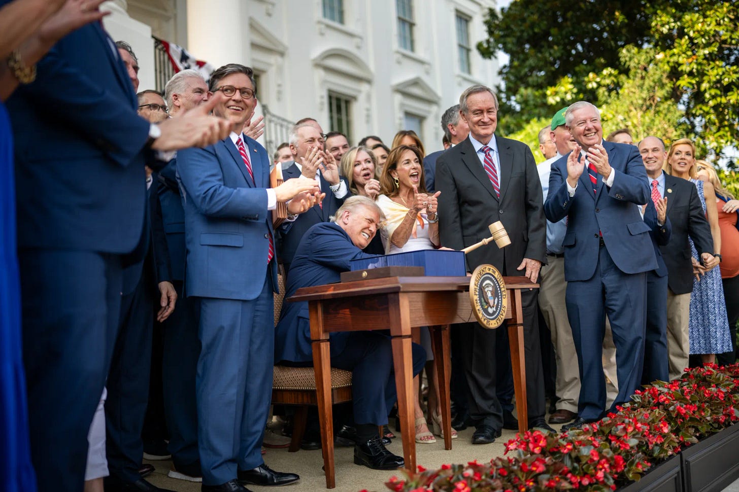 Official White House photo of President Donald J. Trump slamming the gavel for the Big Beautiful Bill, July 4, 2025 (whitehouse.gov). Official White House photo of President Donald J. Trump slamming the gavel for the Big Beautiful Bill, July 4, 2025 (whitehouse.gov).