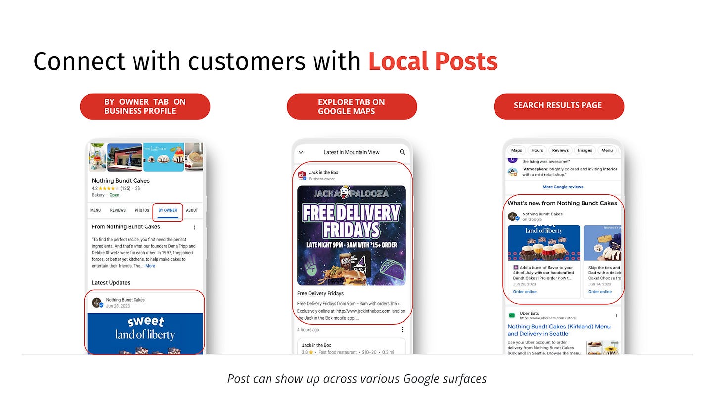 Google offers Local Posts for Google Business Profiles