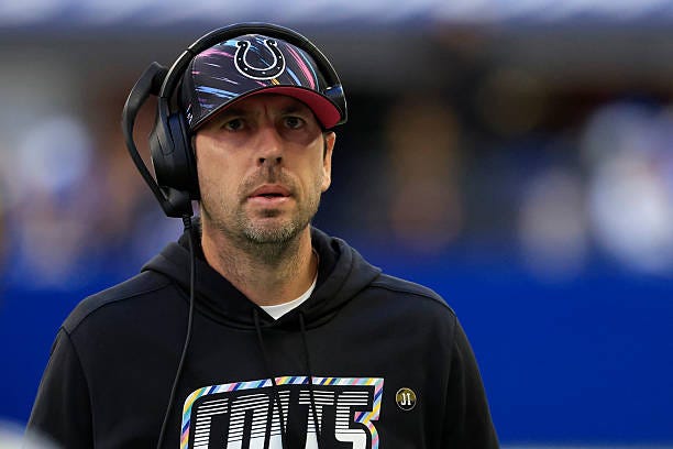 Head coach Shane Steichen of the Indianapolis Colts looks on during the fourth quarter against the Tennessee Titans at Lucas Oil Stadium on October... Head coach Shane Steichen of the Indianapolis Colts looks on during the fourth quarter against the Tennessee Titans at Lucas Oil Stadium on October...