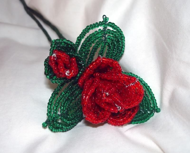 French Beaded Flowers Rose rosebud seed Beads go to Heaven memorial funeral French Beaded Flowers Rose rosebud seed Beads go to Heaven memorial funeral