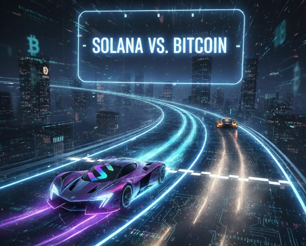 Bitcoin and Solana race