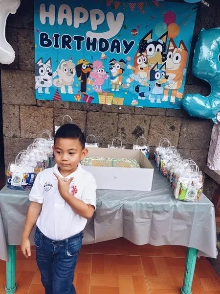 Rafa having a blast in his Bluey-themed 5th birthday celebration