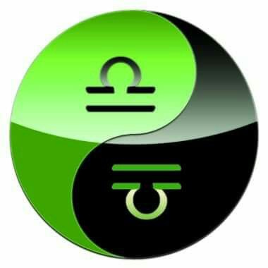 Pink and Black Yin Sign with Libra Symbol