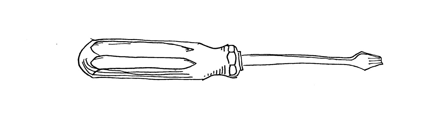 a line drawing of a screwderiver