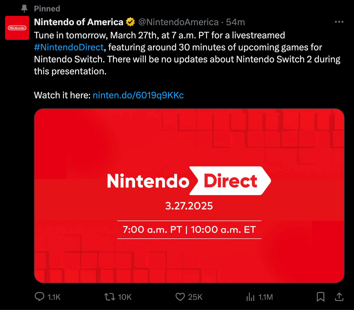 Nintendo of America X post Nintendo of America X post