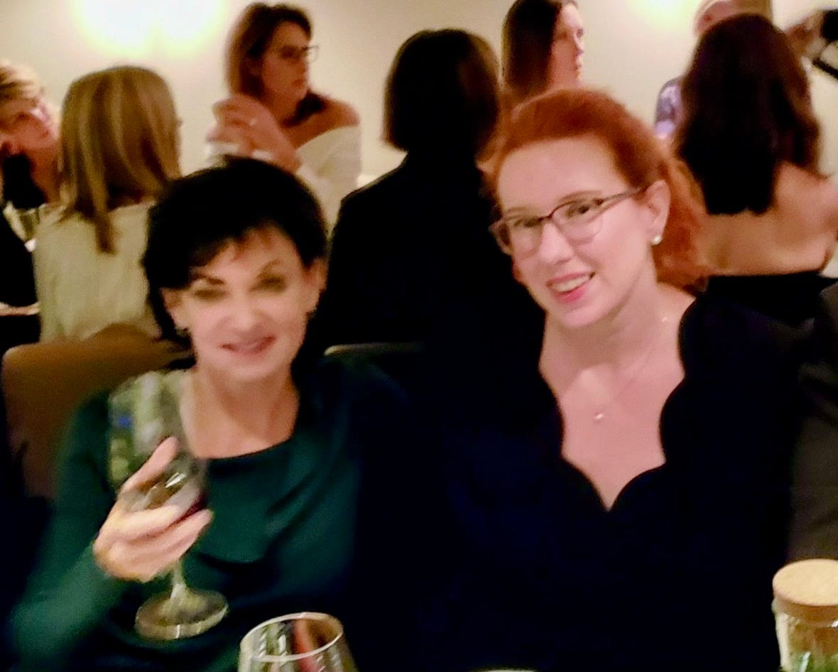 My friend Janine in me at dinner in Montreal