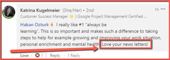 Testimonial from a Happy Reader of TheCScafe - The Weekly Customer Success Cafe Newsletter , by Hakan Ozturk