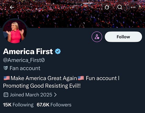 A few examples of large MAGA accounts posing as Americans while operating from a foreign country. 