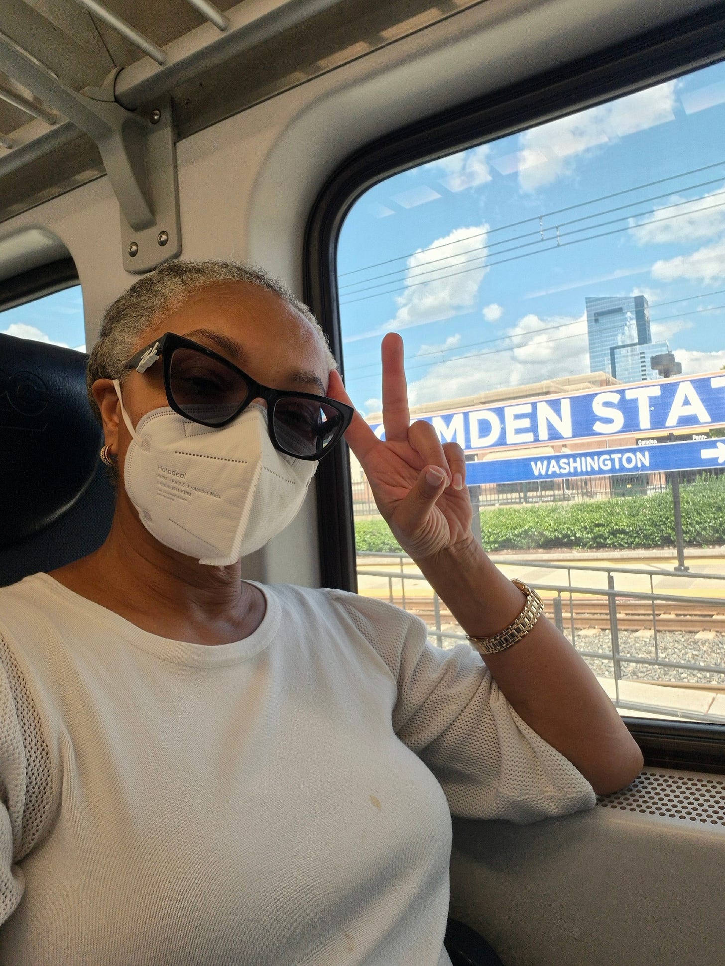 Me on the MARC train at Camden Station in Baltimore