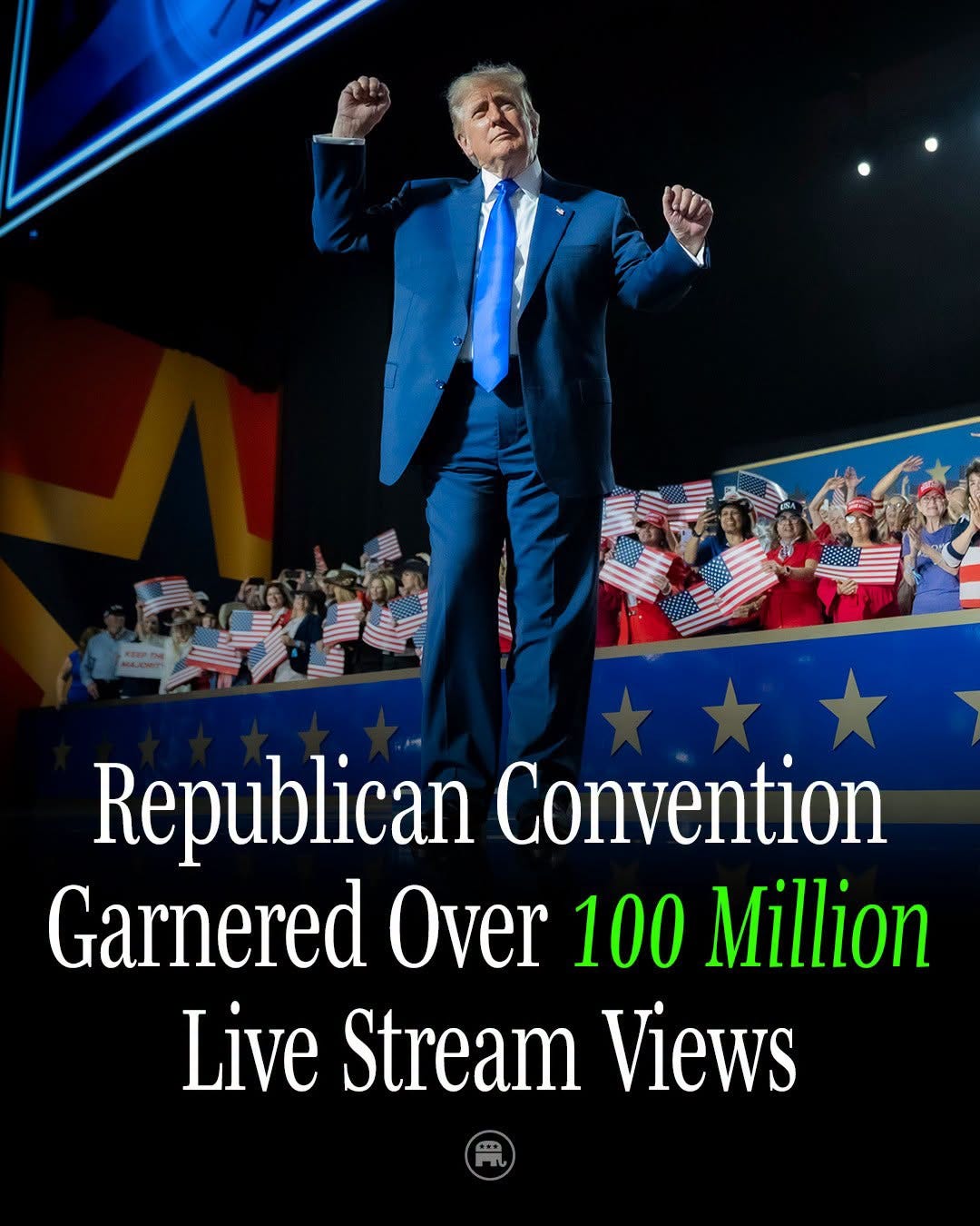 May be an image of text that says 'MO LI Republican Convention Garnered Over 100 Million Live Stream Views' May be an image of text that says 'MO LI Republican Convention Garnered Over 100 Million Live Stream Views'