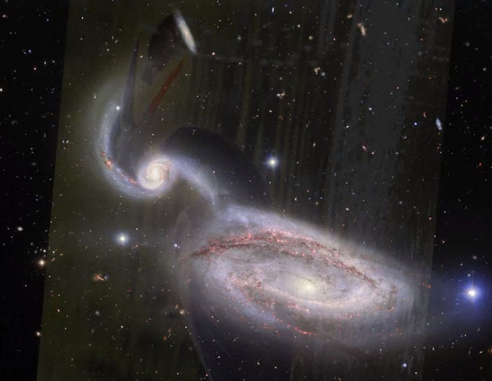 Overlapping a photo of a Heron to match the Heron Galaxy to show it really does look like a Heron