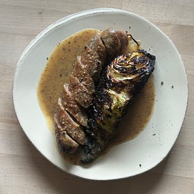 Sausage, Charred Cabbage & Mustard Gravy (FREE)