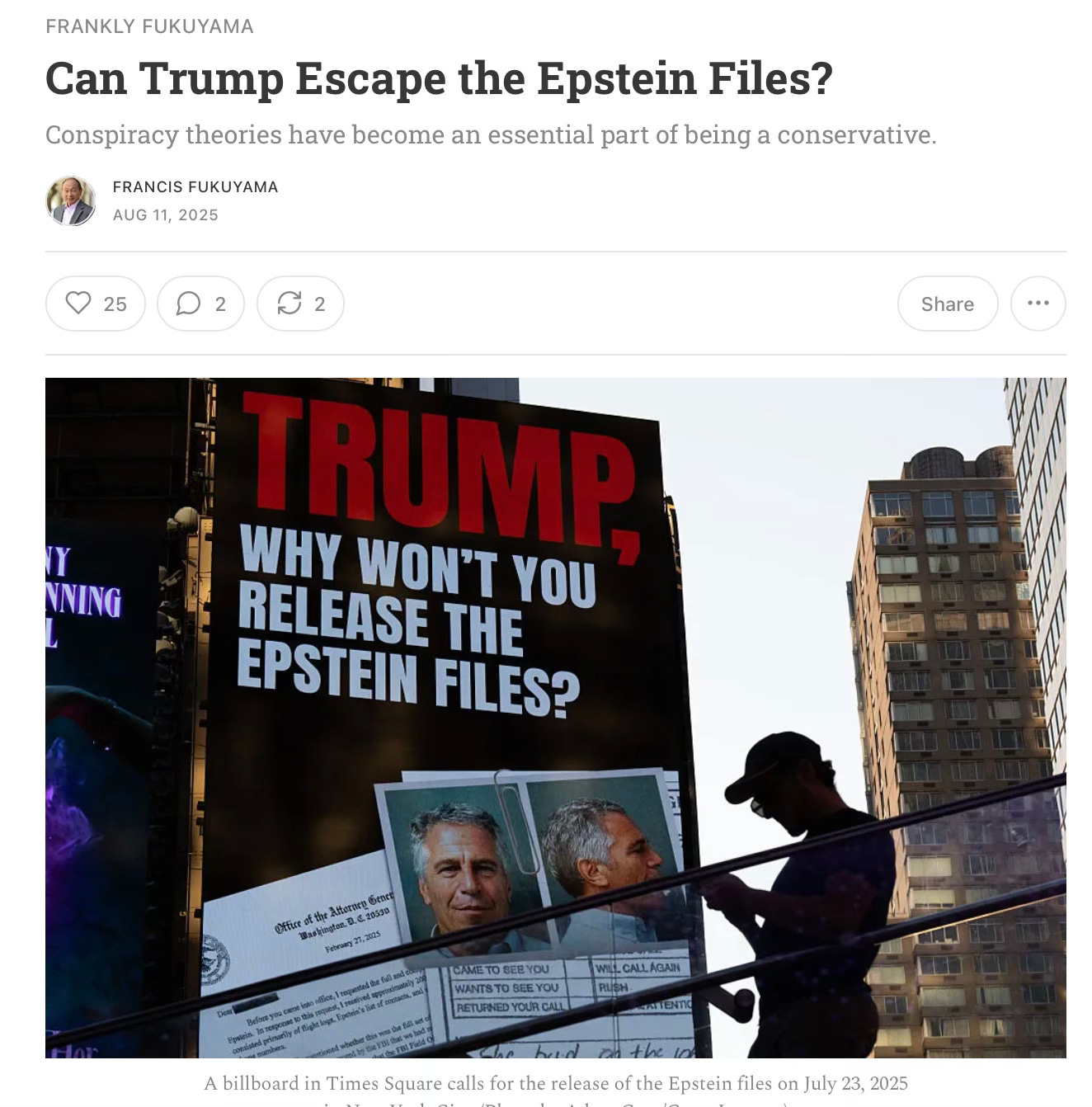 福山專欄| 特朗普能逃脫愛潑斯坦檔案嗎？ - 波士頓書評Boston Review of Books