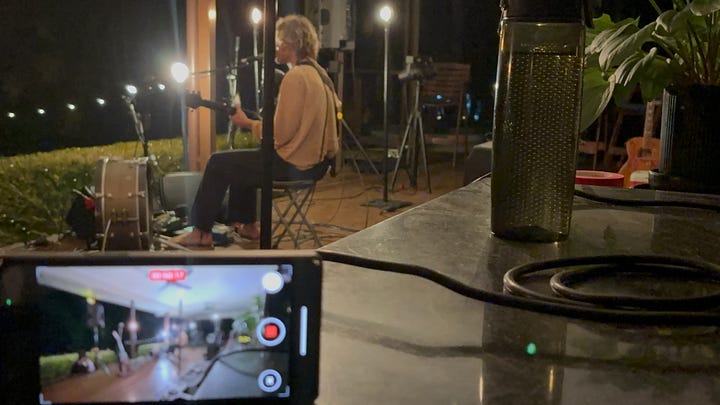 a bunch of photos of Kim Churchill and fans in action