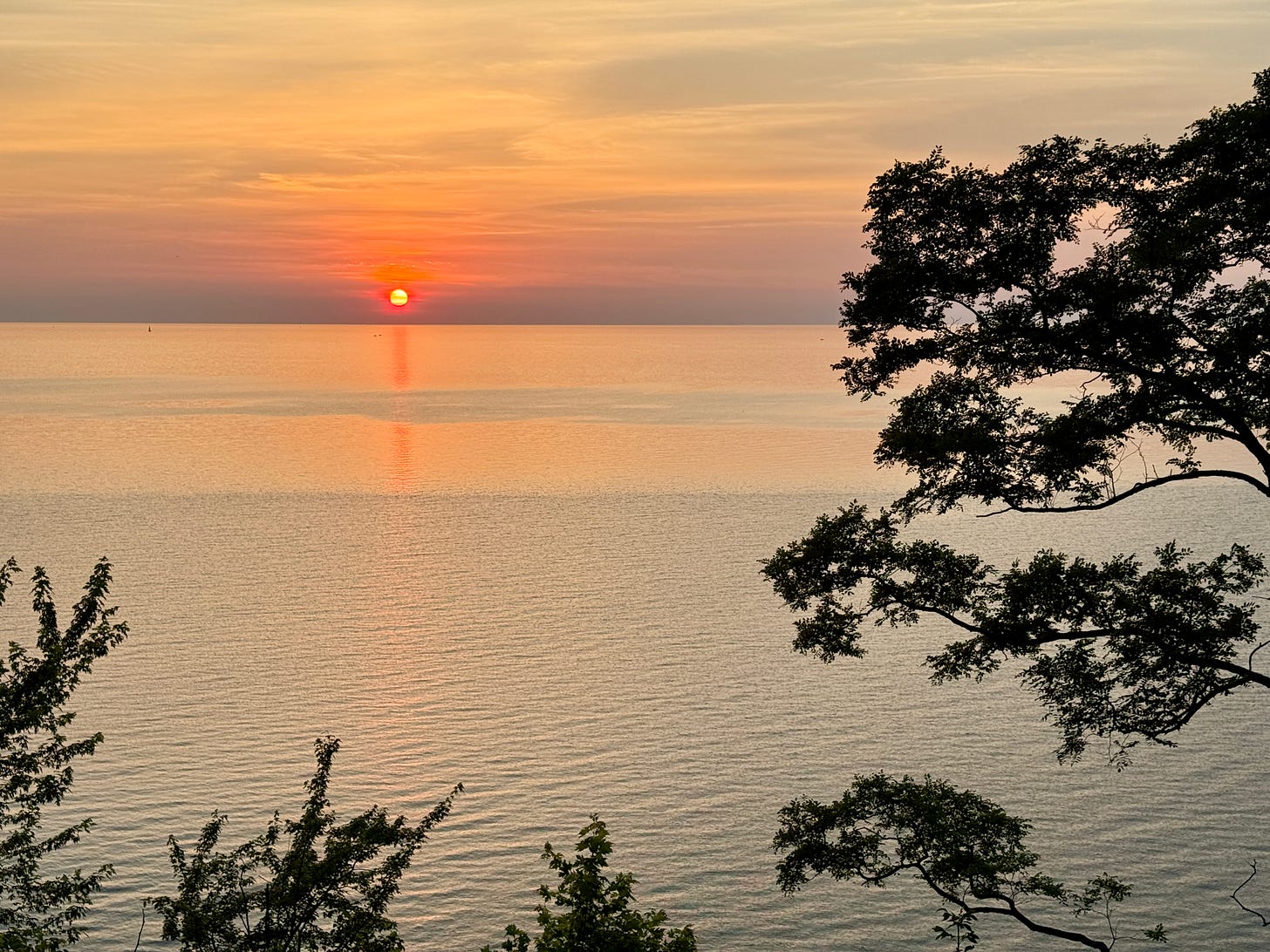 Lake Erie sunset from the shore in Pennsylvania