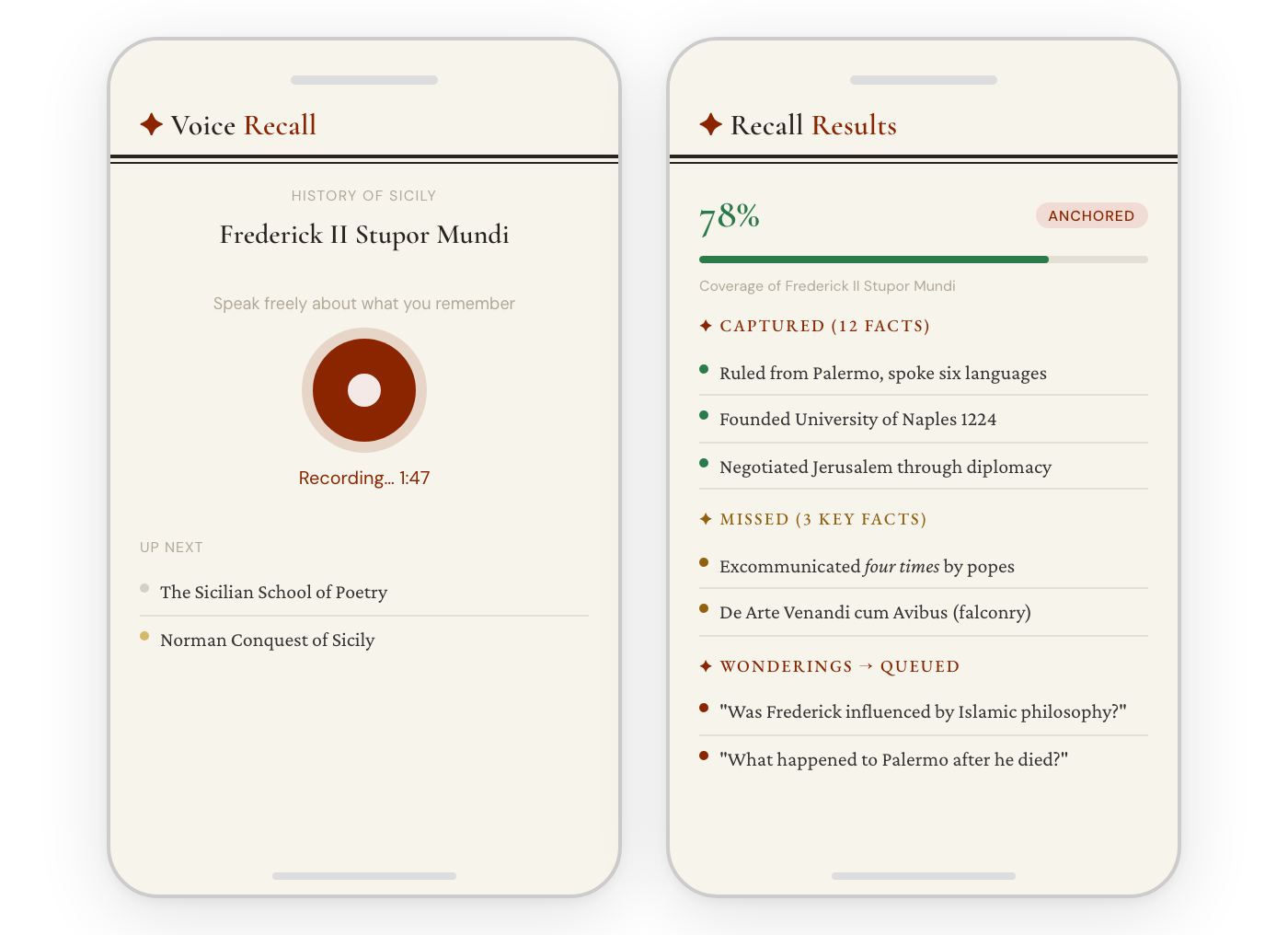 Voice recording and recall results