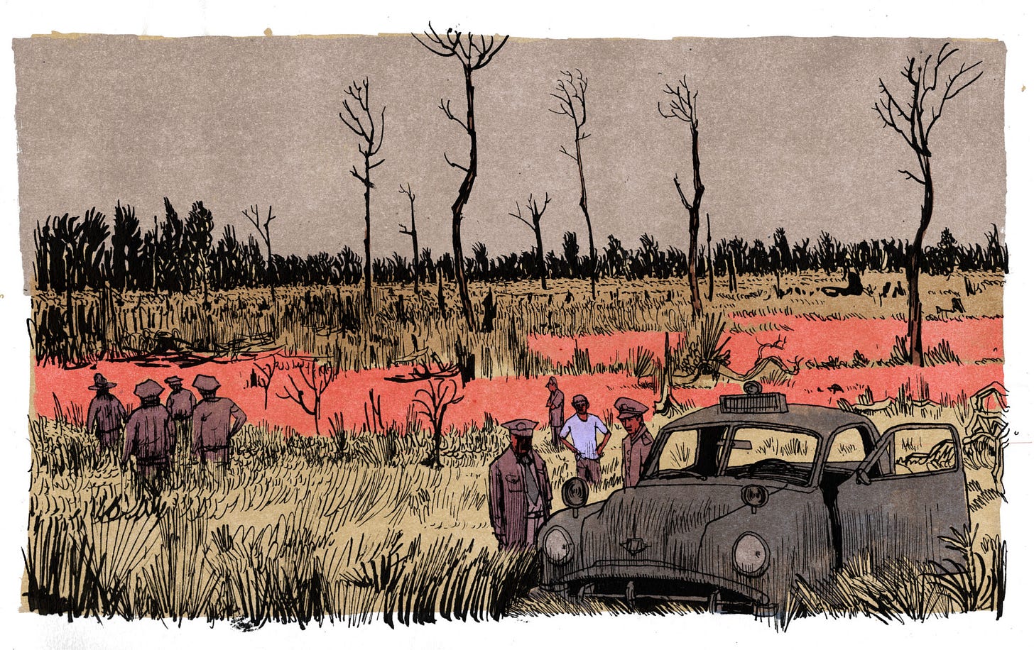 The police search the sandpits. 