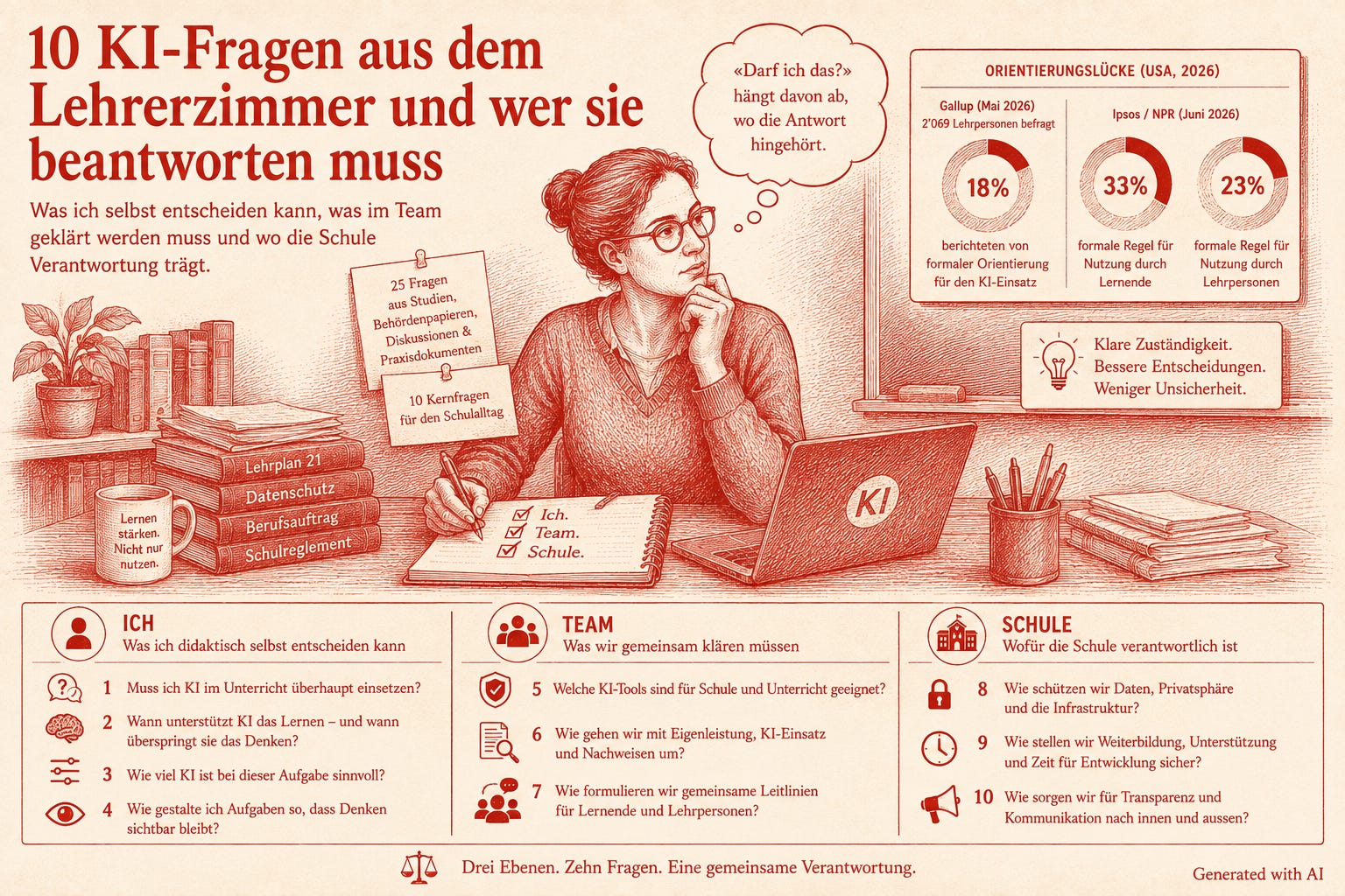 10 KI-Fragen aus dem Lehrerzimmer und wer sie beantworten muss