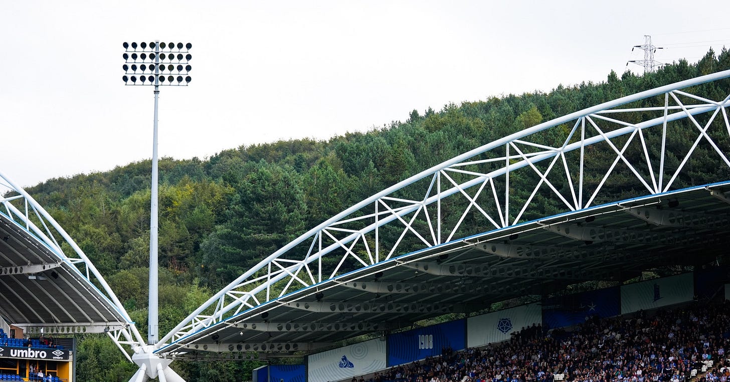 A photograph of Huddersfield Town’s Accu Stadium during a game.