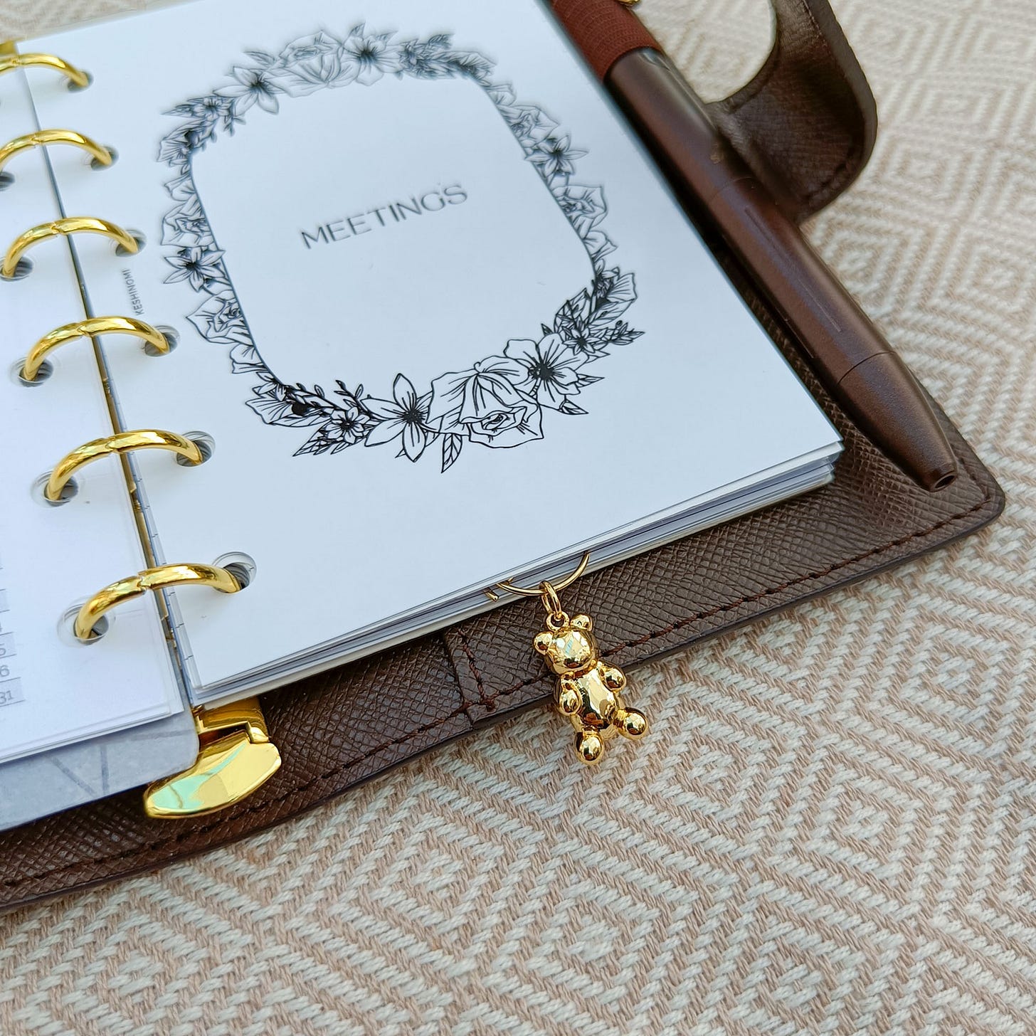 Cute Bear Charm Planner Paper Clip Page Marker