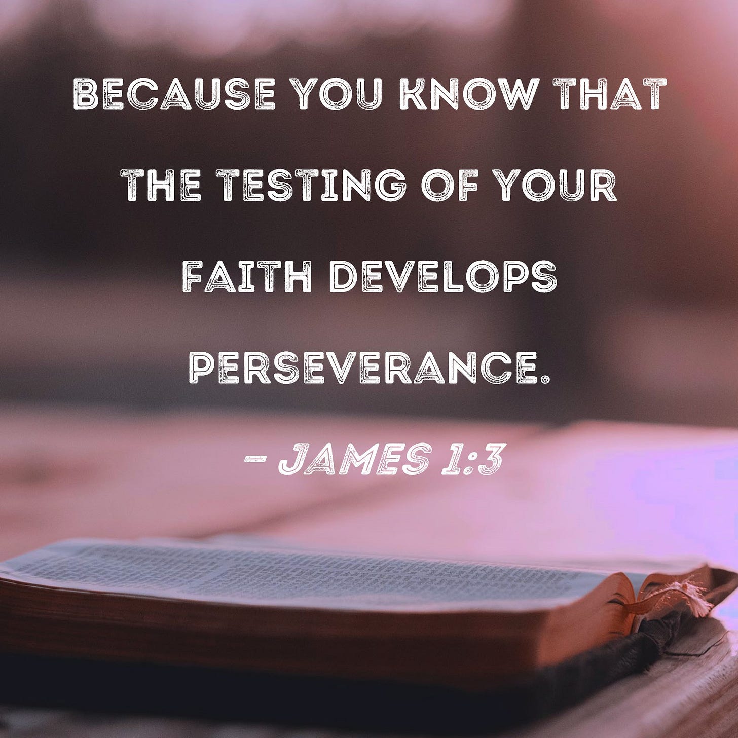 James 1:3 because you know that the testing of your faith develops  perseverance.