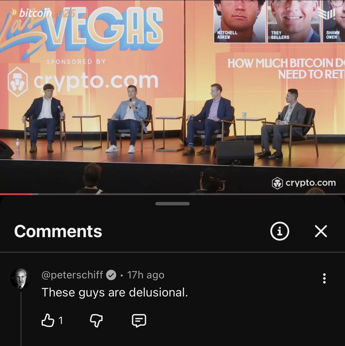Peter Schiff commenting “These guys are delusional.”